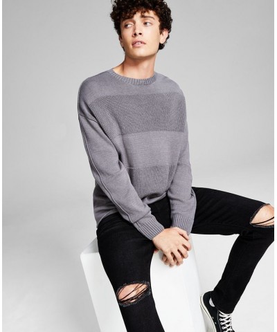 Men's Textured Stripe Sweater Gray $18.66 Sweaters