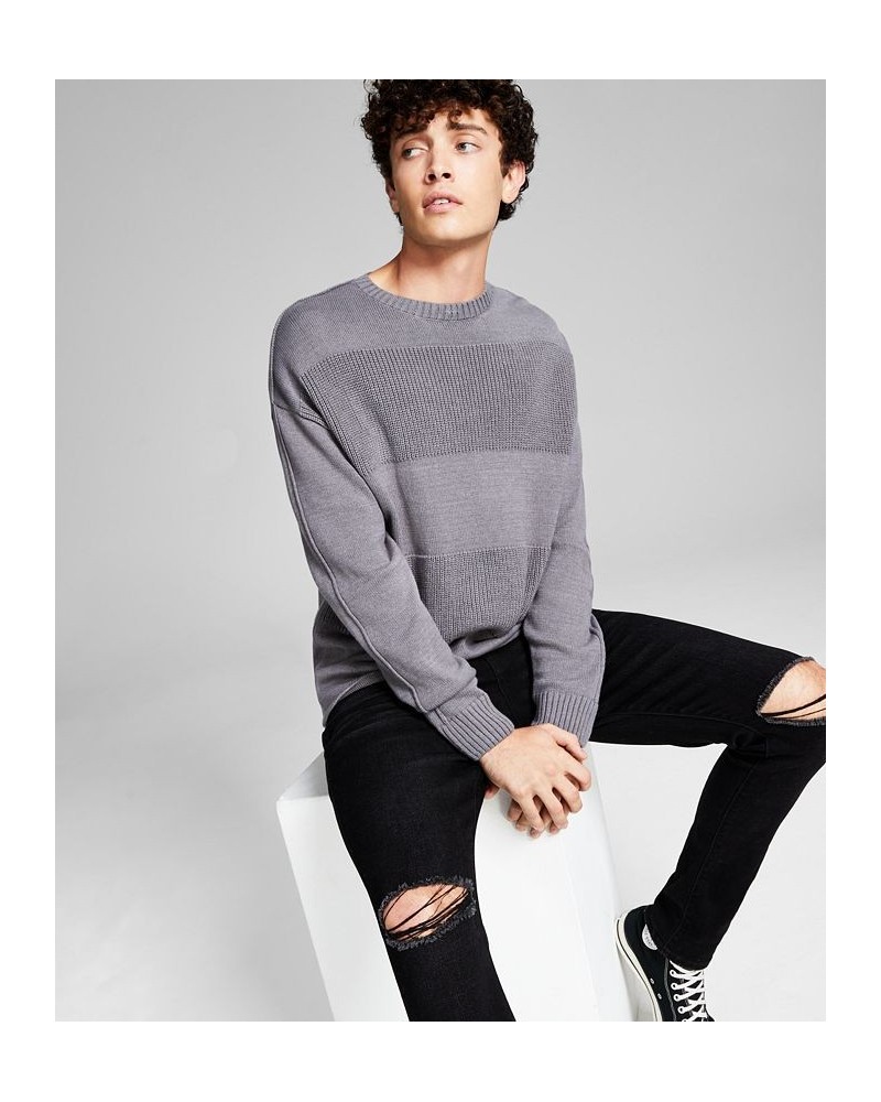 Men's Textured Stripe Sweater Gray $18.66 Sweaters