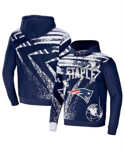 Men's NFL X Staple Navy New England Patriots Team Slogan All Over Print Pullover Hoodie $31.50 Sweatshirt