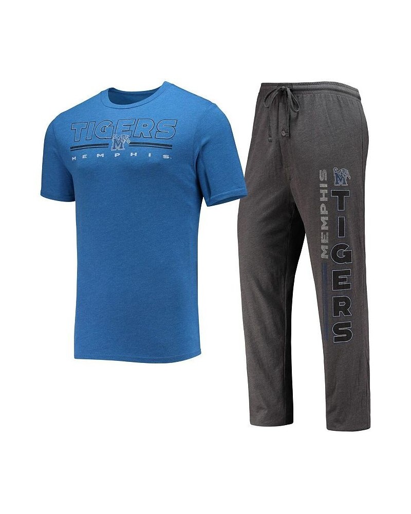 Men's Heathered Charcoal, Royal Memphis Tigers Meter T-shirt and Pants Sleep Set $35.69 Pajama