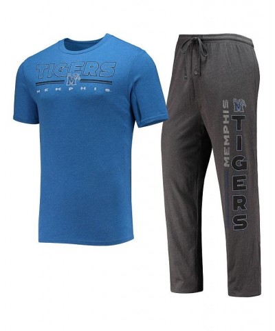 Men's Heathered Charcoal, Royal Memphis Tigers Meter T-shirt and Pants Sleep Set $35.69 Pajama