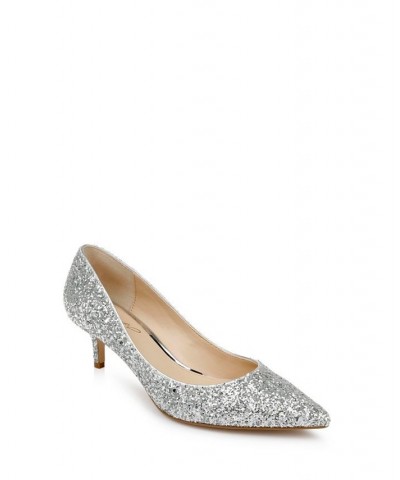 Women's Royalty Evening Pumps Silver Chunky Glitter $42.57 Shoes