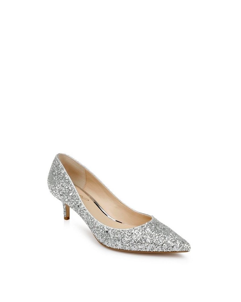 Women's Royalty Evening Pumps Silver Chunky Glitter $42.57 Shoes