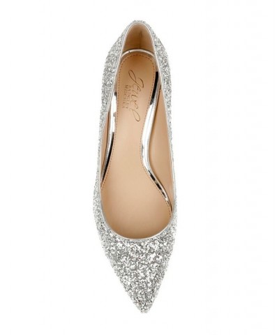 Women's Royalty Evening Pumps Silver Chunky Glitter $42.57 Shoes