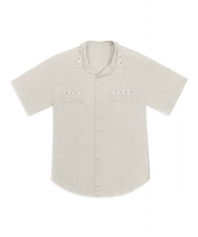 Men's Big and Tall Spike Trim Short Sleeve Shirt Tan/Beige $50.76 Shirts