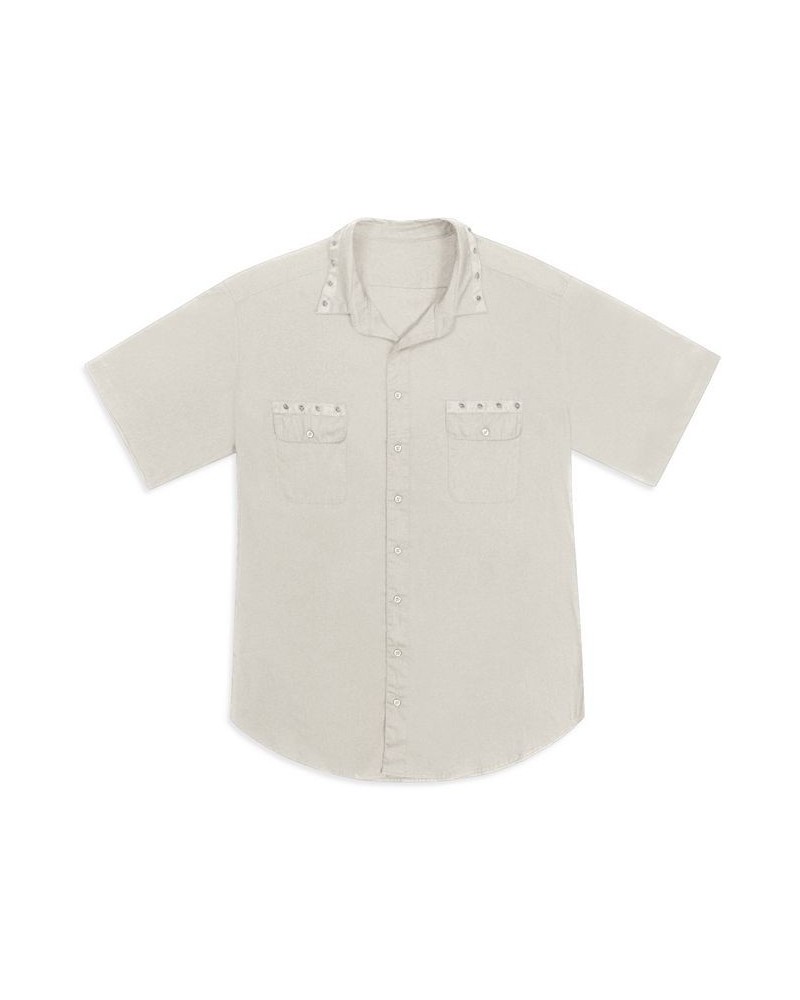 Men's Big and Tall Spike Trim Short Sleeve Shirt Tan/Beige $50.76 Shirts