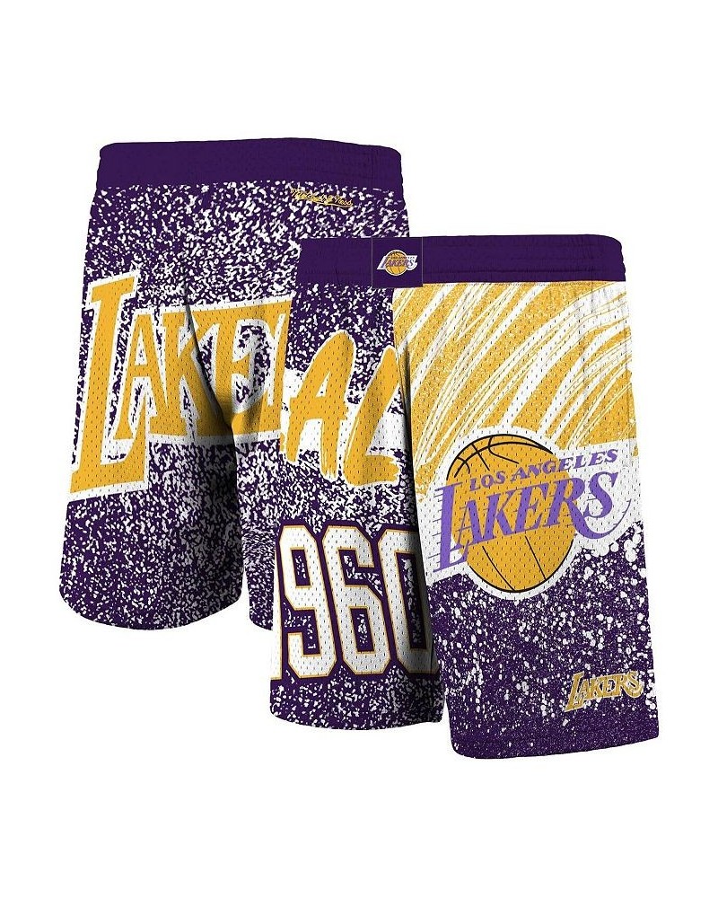 Men's Purple Los Angeles Lakers Hardwood Classics Jumbotron Sublimated Shorts $28.52 Shorts