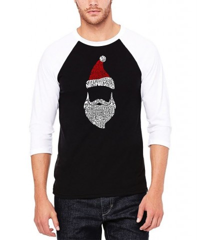 Men's Raglan Baseball Santa Claus Word Art T-shirt Black, White $22.50 T-Shirts