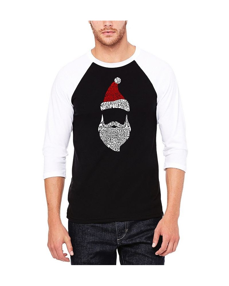 Men's Raglan Baseball Santa Claus Word Art T-shirt Black, White $22.50 T-Shirts