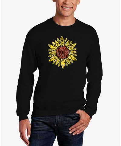 Men's Sunflower Word Art Crew Neck Sweatshirt Black $24.00 Sweatshirt