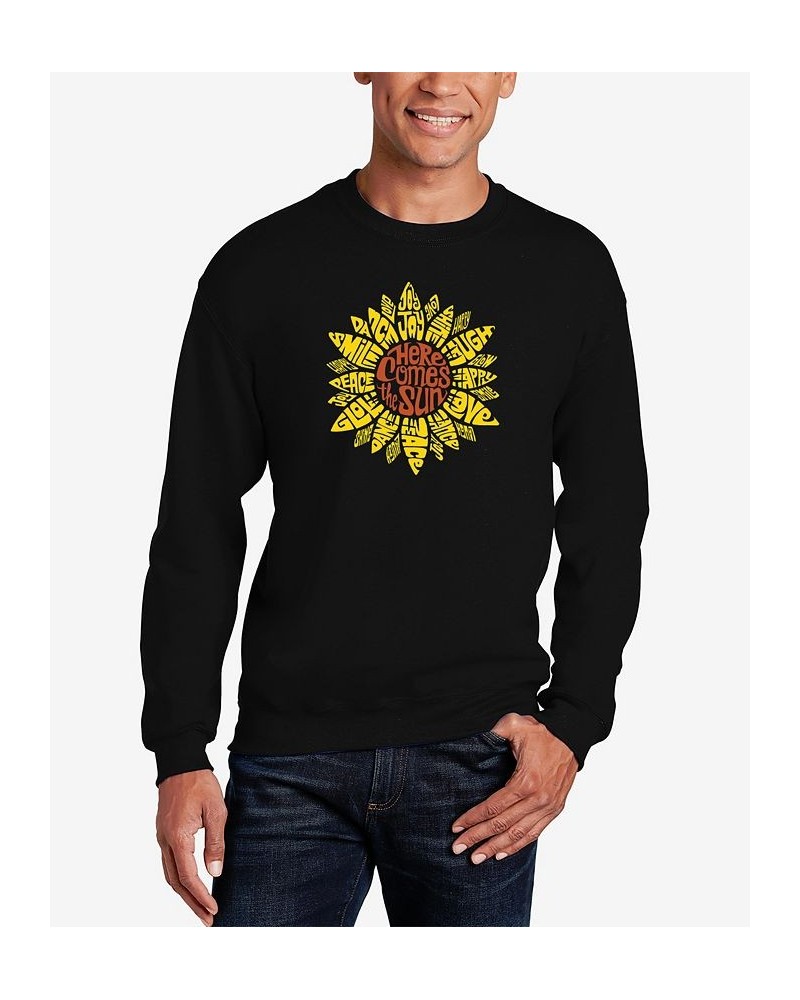 Men's Sunflower Word Art Crew Neck Sweatshirt Black $24.00 Sweatshirt