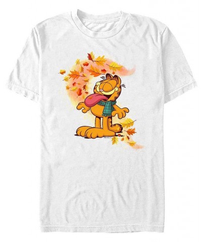 Men's Garfield Autumn Leaves Short Sleeves T-shirt White $20.29 T-Shirts