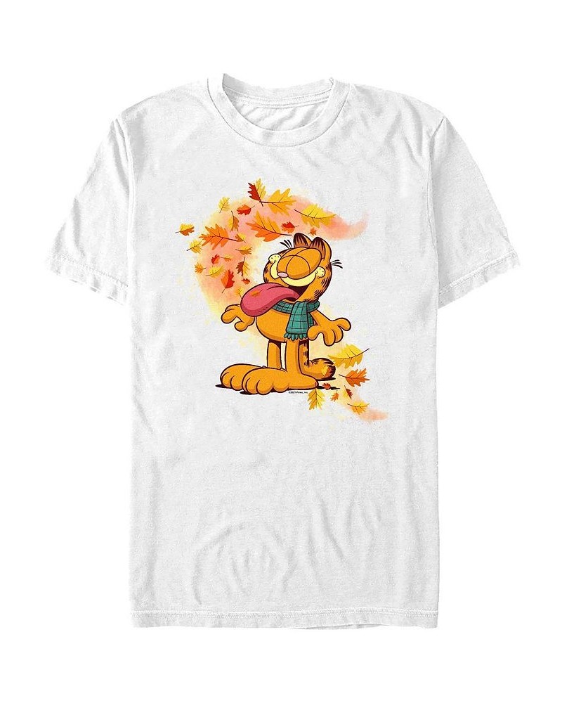 Men's Garfield Autumn Leaves Short Sleeves T-shirt White $20.29 T-Shirts