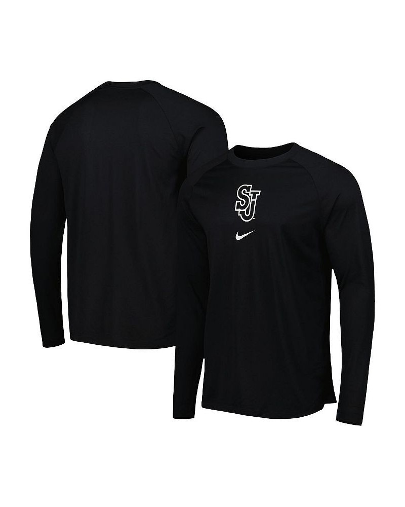 Men's Black St. John's Red Storm Spotlight Raglan Performance Long Sleeve T-shirt $36.39 T-Shirts