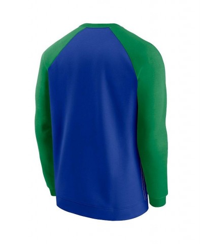 Men's Royal and Green Seattle Seahawks Historic Raglan Crew Performance Sweater $33.60 Sweaters