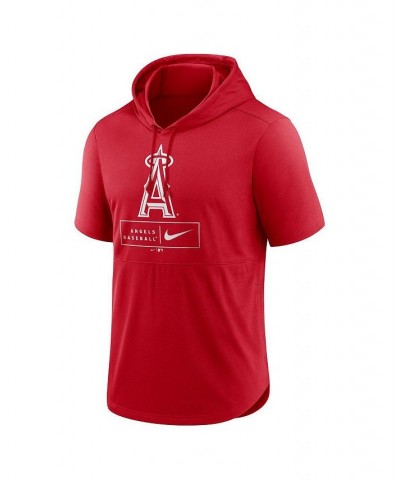 Men's Red Los Angeles Angels Logo Lockup Performance Short-Sleeved Pullover Hoodie $36.39 Sweatshirt