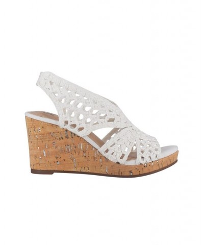 Women's Torban Platform Wedge Sandals White $46.55 Shoes