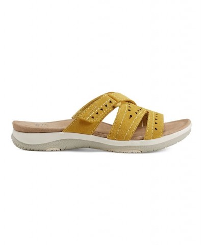 Women's Suella Strappy Casual Slip-on Flat Sandals Yellow $39.50 Shoes