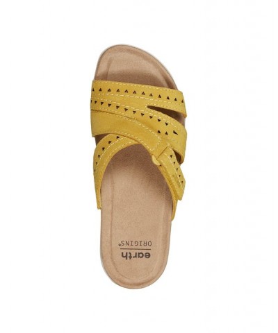 Women's Suella Strappy Casual Slip-on Flat Sandals Yellow $39.50 Shoes