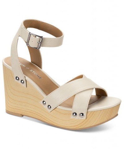 Tiaraa Ankle-Strap Platform Wedge Sandals Tan/Beige $34.19 Shoes