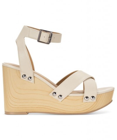 Tiaraa Ankle-Strap Platform Wedge Sandals Tan/Beige $34.19 Shoes