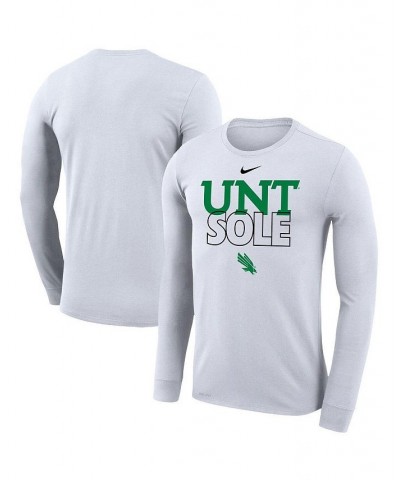 Men's White North Texas Mean Green On Court Bench Long Sleeve T-shirt $22.50 T-Shirts