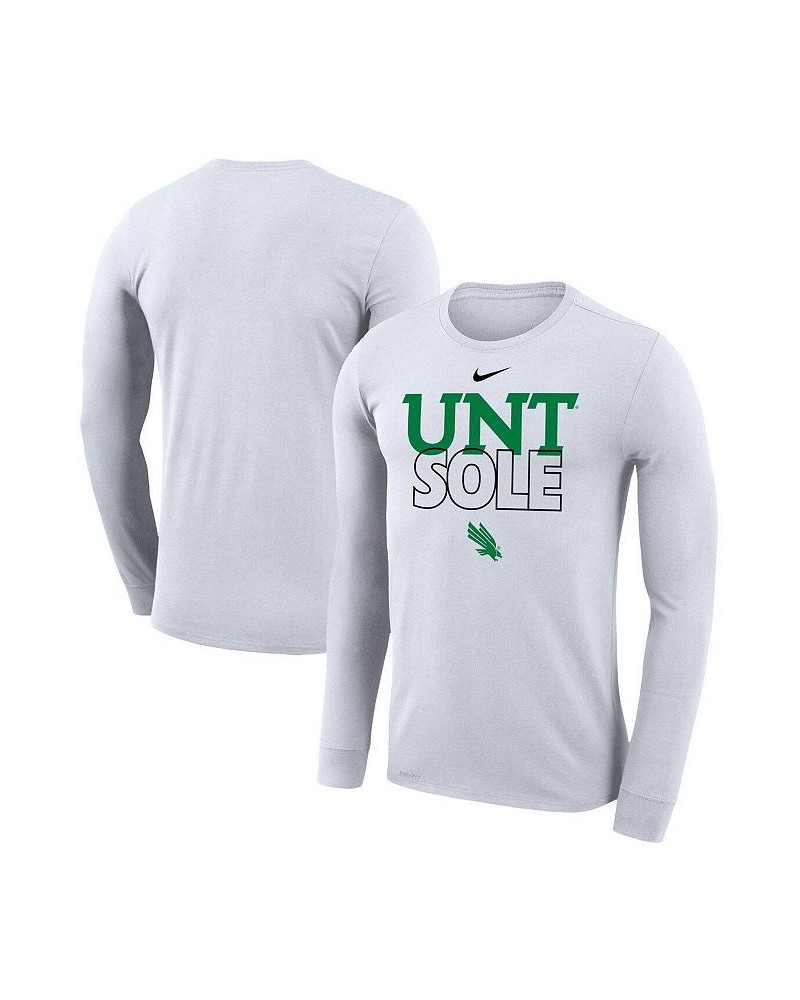 Men's White North Texas Mean Green On Court Bench Long Sleeve T-shirt $22.50 T-Shirts