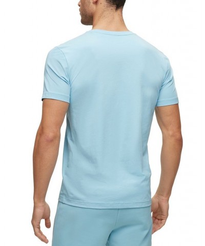 BOSS Men's Stretch-Cotton T-shirt with Artwork and Circular Logo Blue $48.40 T-Shirts