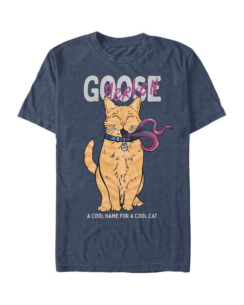 Marvel Men's Captain Marvel Goose Flerken Cool Cat Name, Short Sleeve T-shirt Blue $17.50 T-Shirts