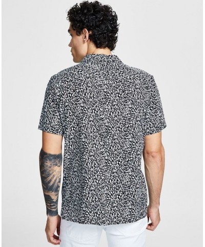 Men's Slim-Fit Animal-Print Shirt Black $17.63 Shirts