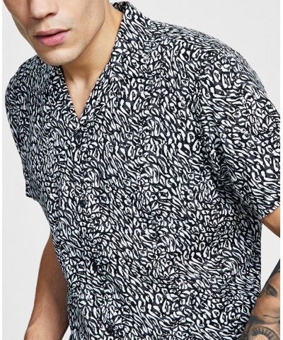 Men's Slim-Fit Animal-Print Shirt Black $17.63 Shirts