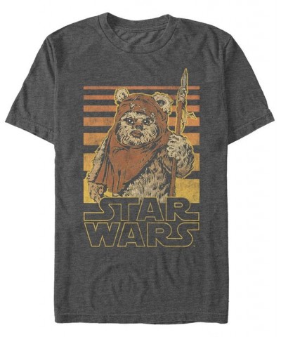 Star Wars Men's Classic Ewok Gradient Stripes Short Sleeve T-Shirt Gray $14.70 T-Shirts