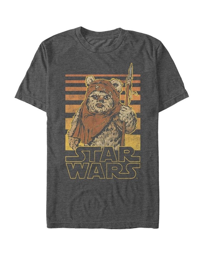 Star Wars Men's Classic Ewok Gradient Stripes Short Sleeve T-Shirt Gray $14.70 T-Shirts