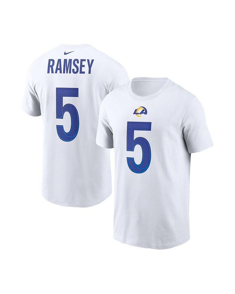 Men's Jalen Ramsey White Los Angeles Rams Player Name Number T-shirt $26.09 T-Shirts