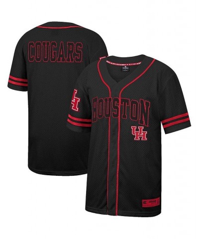 Men's Black Houston Cougars Free Spirited Mesh Button-Up Baseball Jersey $37.50 Jersey