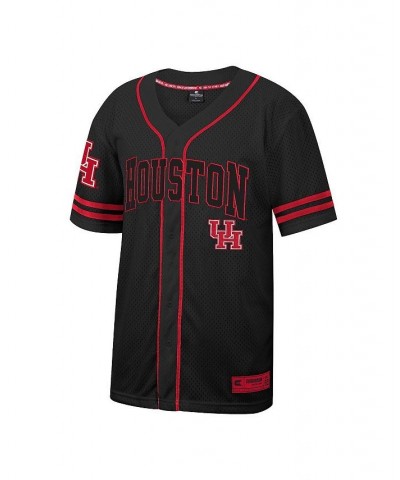 Men's Black Houston Cougars Free Spirited Mesh Button-Up Baseball Jersey $37.50 Jersey