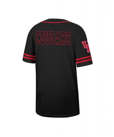 Men's Black Houston Cougars Free Spirited Mesh Button-Up Baseball Jersey $37.50 Jersey