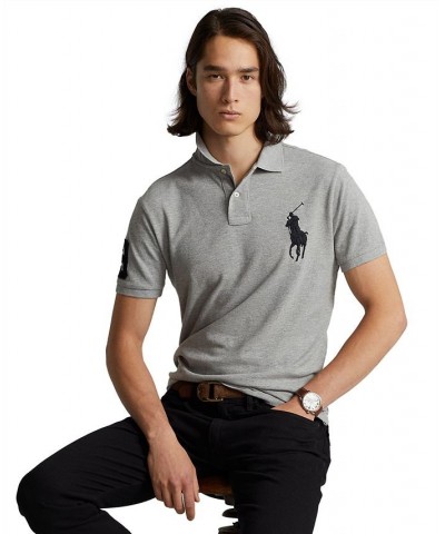 Men's Big Pony Custom Slim Fit Mesh Polo Gray $53.75 Polo Shirts