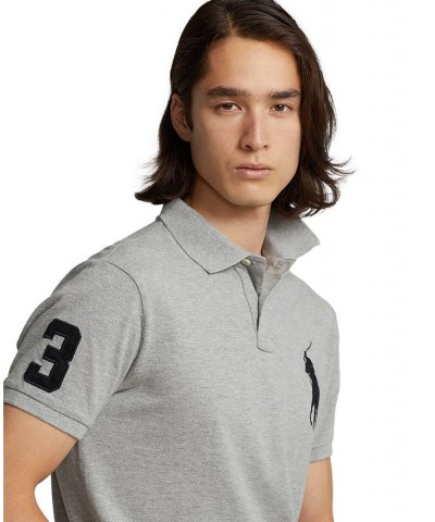 Men's Big Pony Custom Slim Fit Mesh Polo Gray $53.75 Polo Shirts