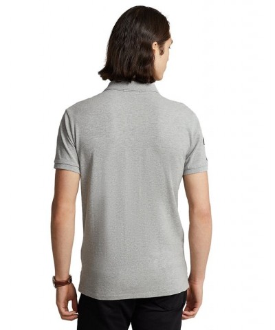 Men's Big Pony Custom Slim Fit Mesh Polo Gray $53.75 Polo Shirts