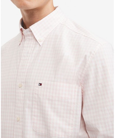 Men's Long-Sleeve Twain Gingham Check Classic Fit Shirt Pink $33.14 Shirts