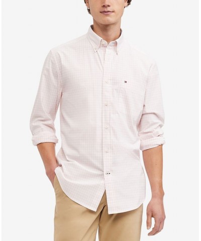 Men's Long-Sleeve Twain Gingham Check Classic Fit Shirt Pink $33.14 Shirts