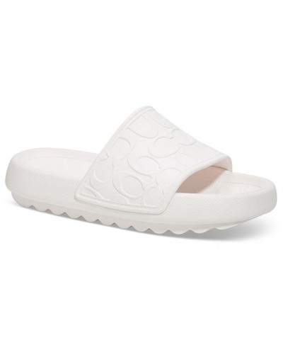 Women's Obi Molded Logo Pool Slide Sandals White $63.80 Shoes