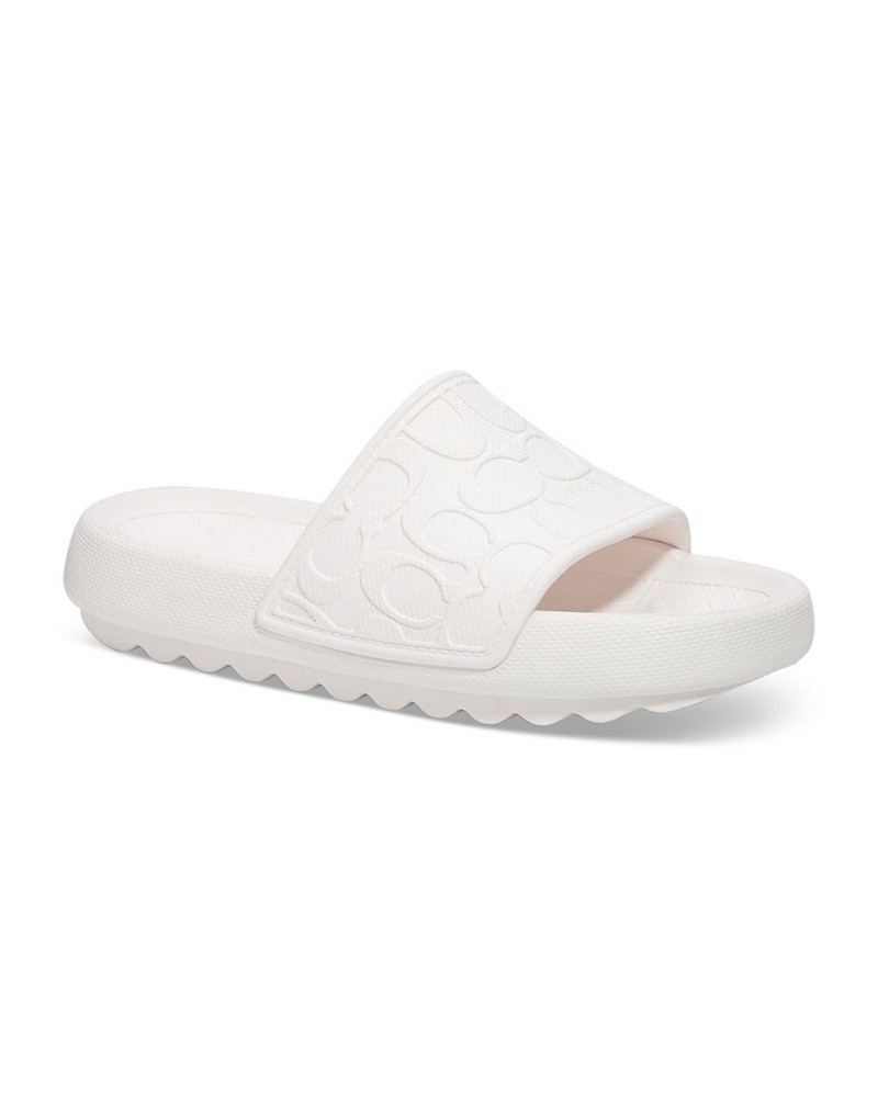 Women's Obi Molded Logo Pool Slide Sandals White $63.80 Shoes