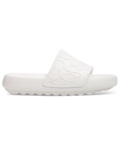 Women's Obi Molded Logo Pool Slide Sandals White $63.80 Shoes