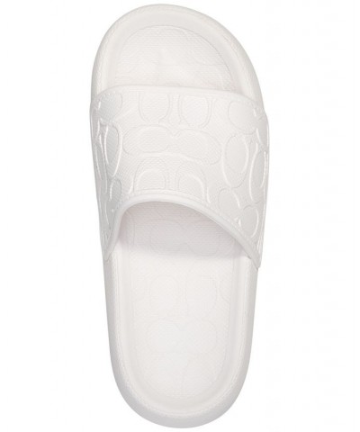 Women's Obi Molded Logo Pool Slide Sandals White $63.80 Shoes