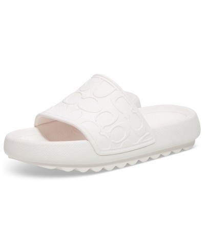 Women's Obi Molded Logo Pool Slide Sandals White $63.80 Shoes