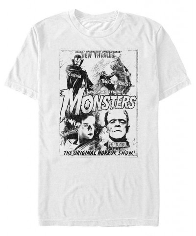 Men's Universal Monsters Vintage-Like Horror Short Sleeve T-shirt White $20.29 T-Shirts