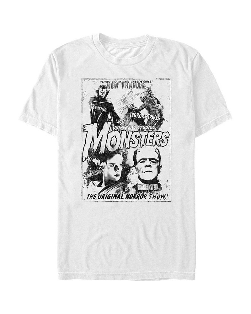 Men's Universal Monsters Vintage-Like Horror Short Sleeve T-shirt White $20.29 T-Shirts