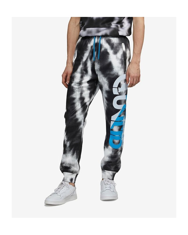 Men's Big and Tall Tie-Dye Star Burst Fleece Joggers Gray $35.36 Pants